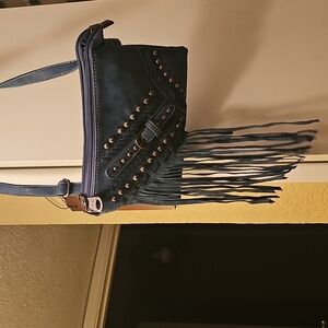 Montana West Blue Fringe Studded Women's Bag